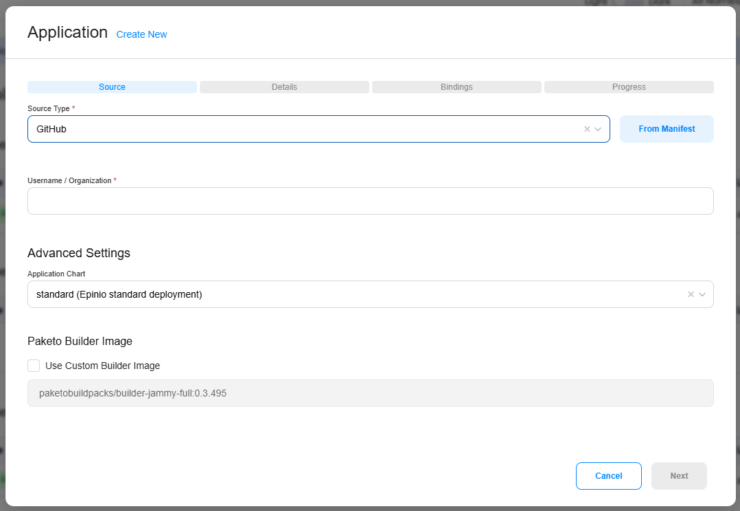 Create Application Modal